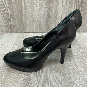 Alfani Maddy Leather Platform Pumps Heels Black 9.5M